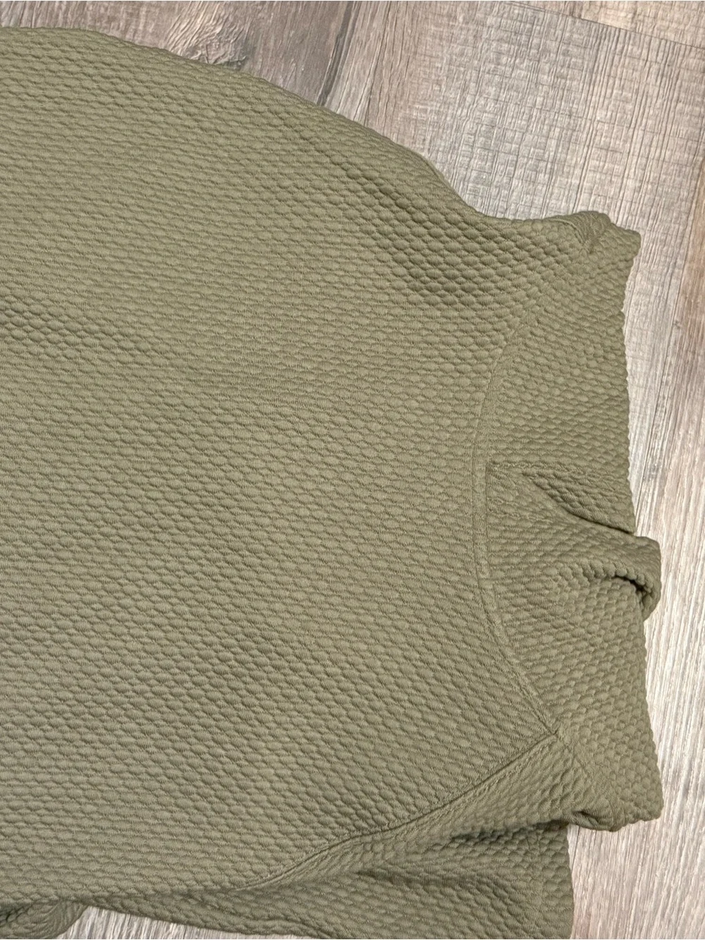 Puma Olive Green Textured Hooded Crewneck Sweater